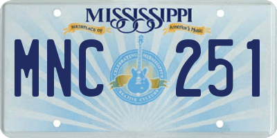 MS license plate MNC251