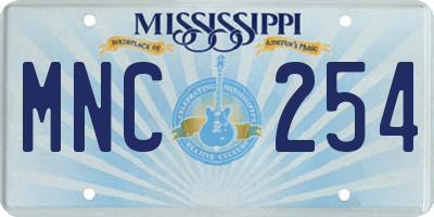MS license plate MNC254