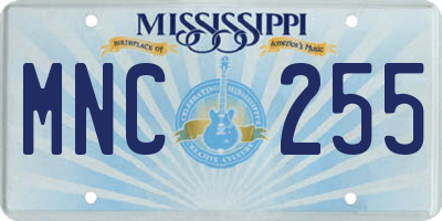 MS license plate MNC255