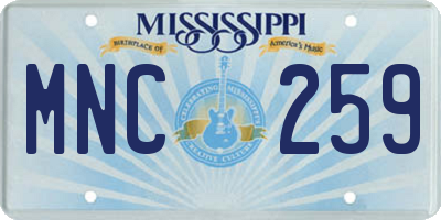 MS license plate MNC259