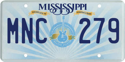 MS license plate MNC279