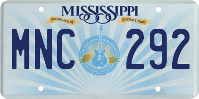 MS license plate MNC292