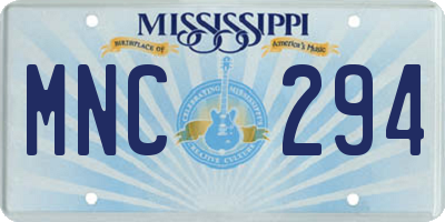 MS license plate MNC294