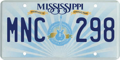 MS license plate MNC298