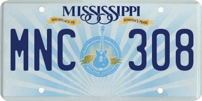 MS license plate MNC308
