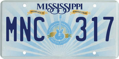 MS license plate MNC317