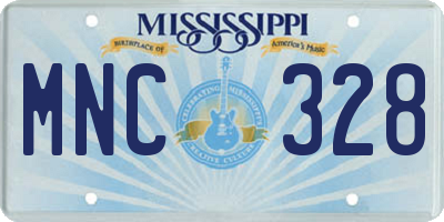MS license plate MNC328