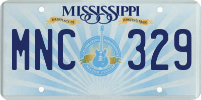 MS license plate MNC329