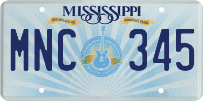 MS license plate MNC345