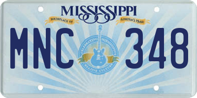 MS license plate MNC348