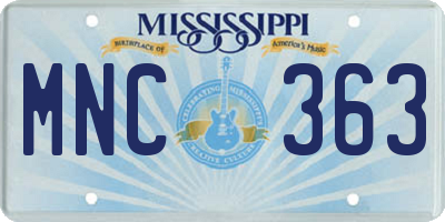 MS license plate MNC363
