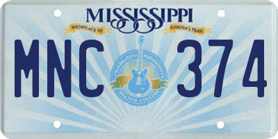 MS license plate MNC374