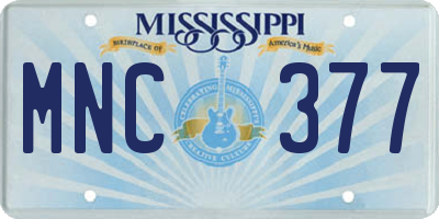 MS license plate MNC377