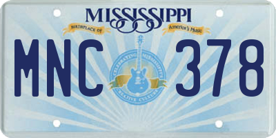 MS license plate MNC378