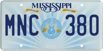 MS license plate MNC380
