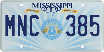MS license plate MNC385