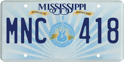MS license plate MNC418