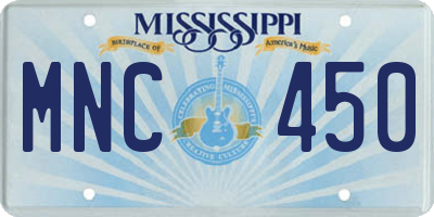 MS license plate MNC450