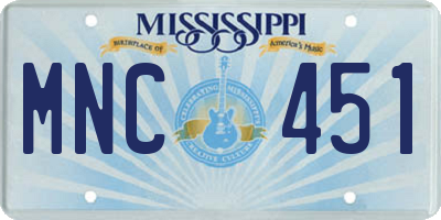 MS license plate MNC451
