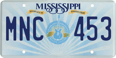 MS license plate MNC453