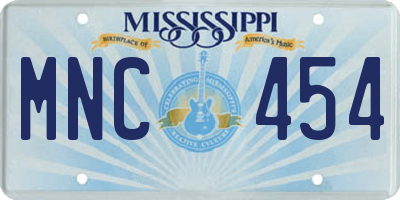 MS license plate MNC454