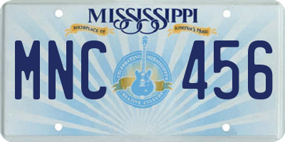 MS license plate MNC456