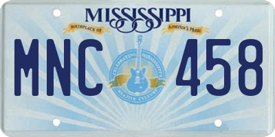 MS license plate MNC458