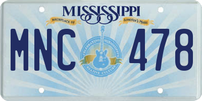 MS license plate MNC478