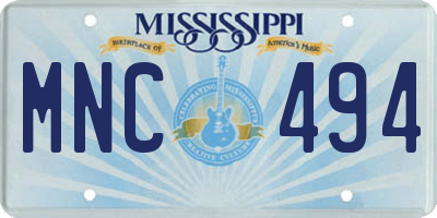 MS license plate MNC494