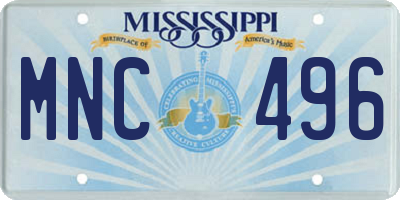 MS license plate MNC496