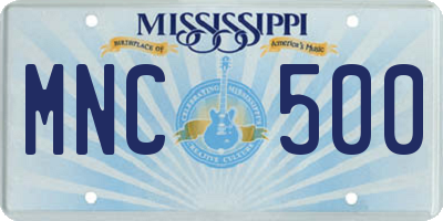 MS license plate MNC500