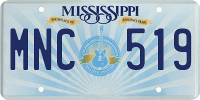 MS license plate MNC519