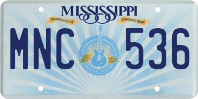 MS license plate MNC536