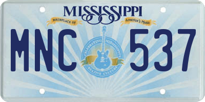 MS license plate MNC537