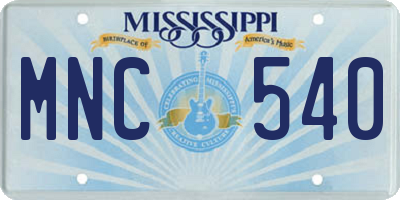 MS license plate MNC540