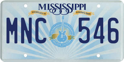 MS license plate MNC546