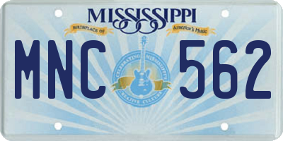 MS license plate MNC562