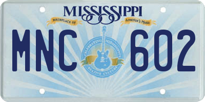 MS license plate MNC602