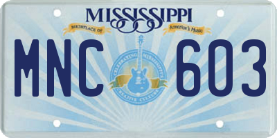 MS license plate MNC603