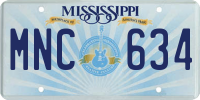 MS license plate MNC634