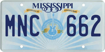 MS license plate MNC662