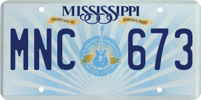 MS license plate MNC673