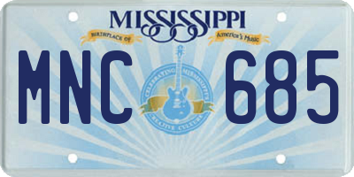 MS license plate MNC685