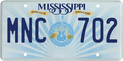 MS license plate MNC702
