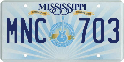 MS license plate MNC703
