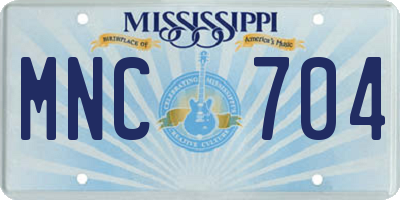 MS license plate MNC704