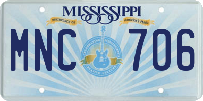 MS license plate MNC706