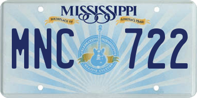 MS license plate MNC722