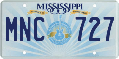 MS license plate MNC727