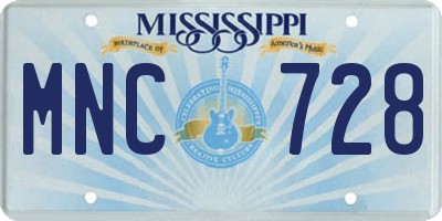 MS license plate MNC728